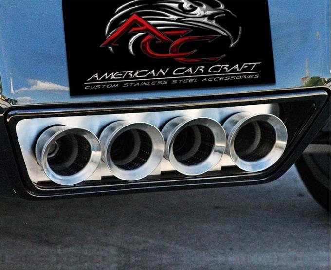 American Car Craft 2014-2019 C7/Z51/Z06, 2019 ZR1 Corvette - Exhaust Filler Panel with Red LEDs for NPP/DualMode/BiMode, Brushed 052002