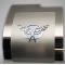 American Car Craft 1997-2004 C5 Corvette - Deluxe Alternator Cover with Crossed Flags Carbon Fiber Vinyl Inlay, Polished and Brushed Finish 033084
