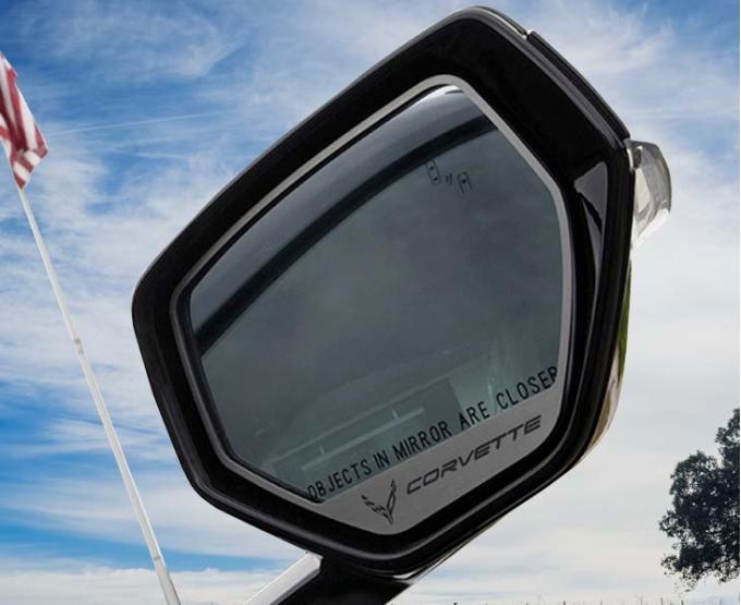 American Car Craft 2020-2024 C8 Corvette - Etched CORVETTE Side Mirror Trim 2Pc, Brushed Finish 882003
