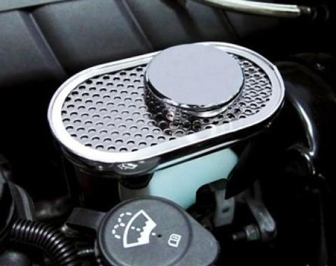 American Car Craft 2009-2013 C6/Z06/GS Corvette - Master Cylinder Cover, Perforated Stainless with Chrome Cap Cover 043093