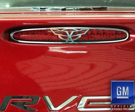 American Car Craft 1997-2004 C5 Corvette - 5th Brake Light Grille with Crossed Flags 1Pc, Polished Finish 032047