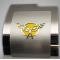 American Car Craft 1997-2004 C5 Corvette - Deluxe Alternator Cover with Crossed Flags Carbon Fiber Vinyl Inlay, Polished and Brushed Finish 033084