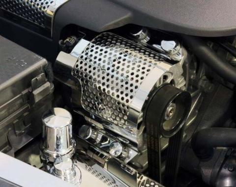 American Car Craft 2009-2011 Corvette ZR1 only - Alternator Cover Perforated Style, Polished Stainless Steel 043068