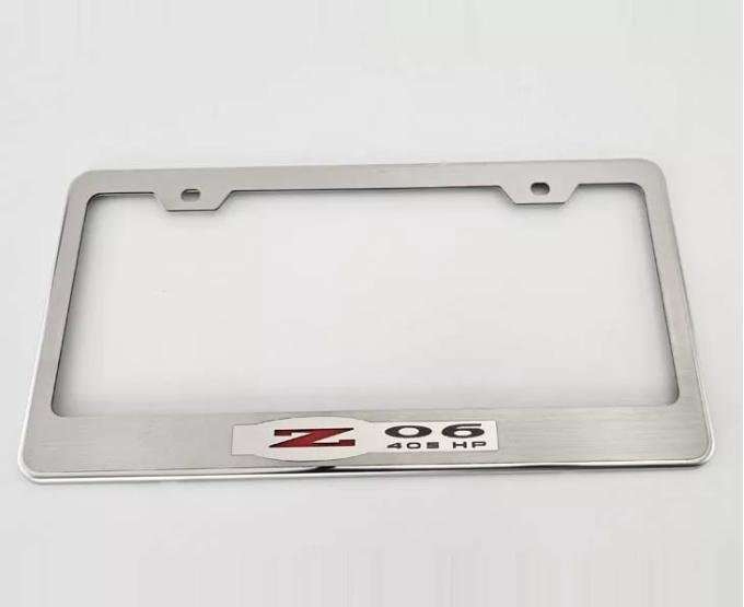 American Car Craft 2001-2004 C5/Z06 Corvette - License Plate Frame with Z06 Inlay, Brushed Stainless 032059