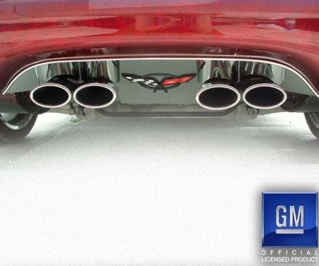 American Car Craft 1997-2004 C5/Z06 Corvette - Exhaust Filler Panel for Stock Exhaust, C5 Flag Emblem, Polished Finish 032003