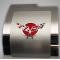 American Car Craft 1997-2004 C5 Corvette - Deluxe Alternator Cover with Crossed Flags Carbon Fiber Vinyl Inlay, Polished and Brushed Finish 033084