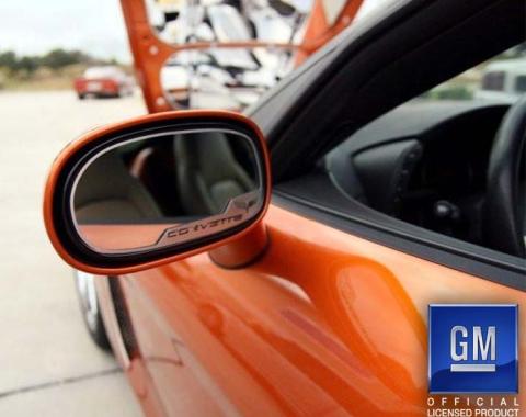 American Car Craft 2005-2013 C6 Corvette - Side View Mirror Trim Crossed Flags Style 2Pc [Standard], Brushed Stainless 042085