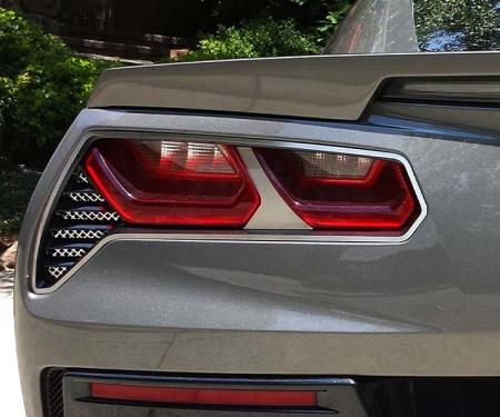 American Car Craft 2014-2019 C7 Z06/Grand Sport - Matrix Series Alumi-Steel Tail Light Grilles 2Pc, Polished Stainless/Aluminum 052006