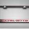 American Car Craft Corvette C7 Stingray - License Plate Frame CORVETTE Lettering, Black Base with Brushed Top Plate, Choose Color 052083