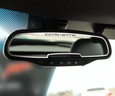 American Car Craft 2014-2019 C7 Corvette Stingray -Rear View Mirror Trim with Etched CORVETTE [AutoDim], Brushed 051010