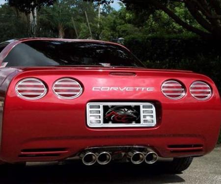 American Car Craft 1997-2004 C5/Z06 Corvette - Taillight Grilles Slotted 4Pc, Polished Stainless Steel 032046