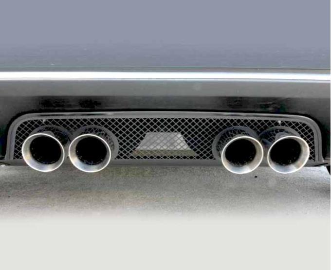 American Car Craft 2005-2012 C6 Corvette - Exhaust Filler Panel, Stock, Blakk Stealth Stainless Laser Mesh 042091