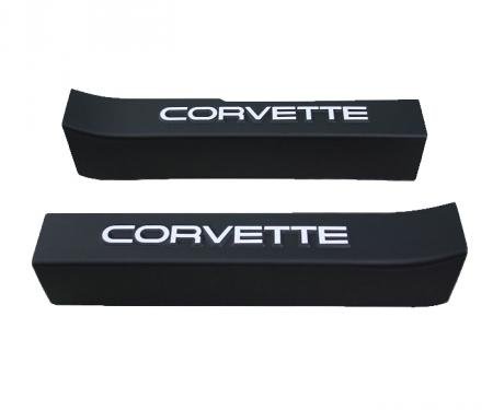 Corvette Sill Ease Protectors, Black, With White Letters, 1988-1989