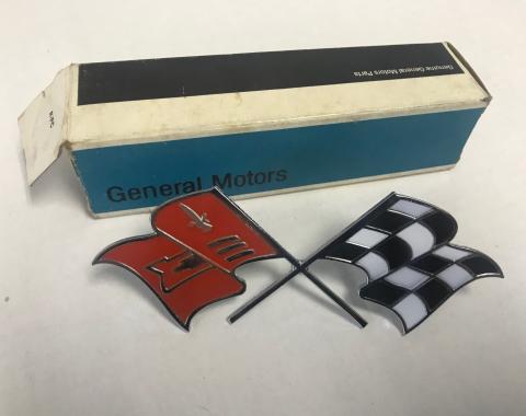 GM 1957-1960 Corvette Crossed-Flags Emblem, Side Fender, NOS 3767507