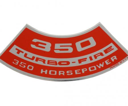 Corvette Air Cleaner Decal, 350ci/350HP, 1969-1970