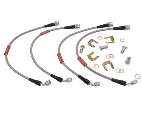 Corvette Braided Brake Hose Set, Stainless Steel, 1997-2004