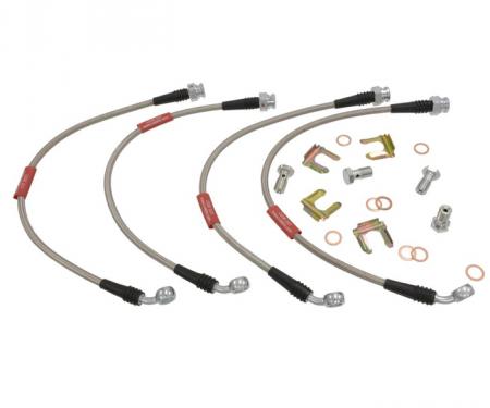 Corvette Braided Brake Hose Set, Stainless Steel, 1997-2004