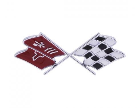 Trim Parts 1969-73 Chevrolet Corvette Fuel Door "X-Flag" Emblem W/Fasteners, Each 5952