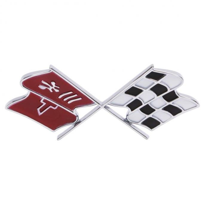 Trim Parts 1968 Chevrolet Corvette Fuel Door "X-Flag" Emblem, Each 5954