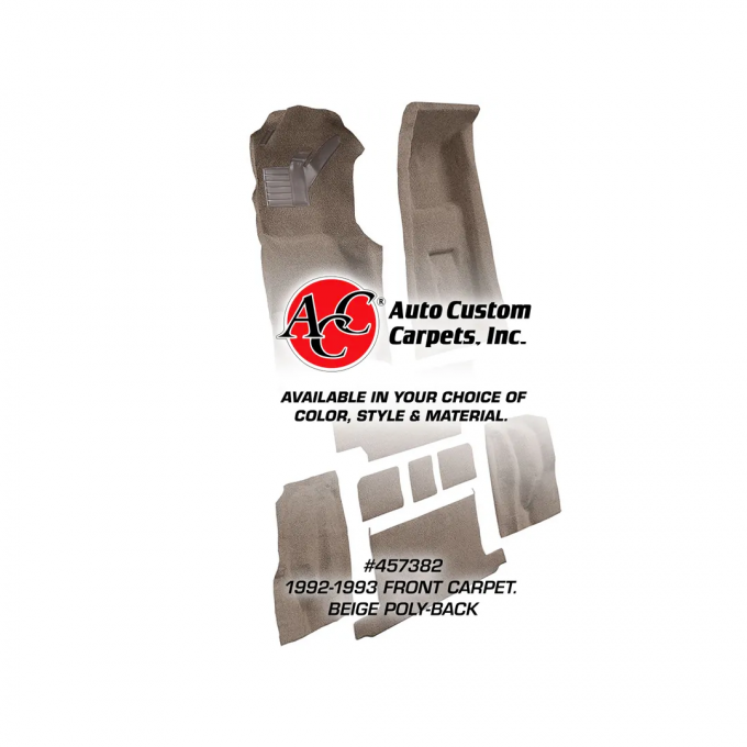 Corvette Front Carpet, Beige Poly-Back    82, 1992-1993