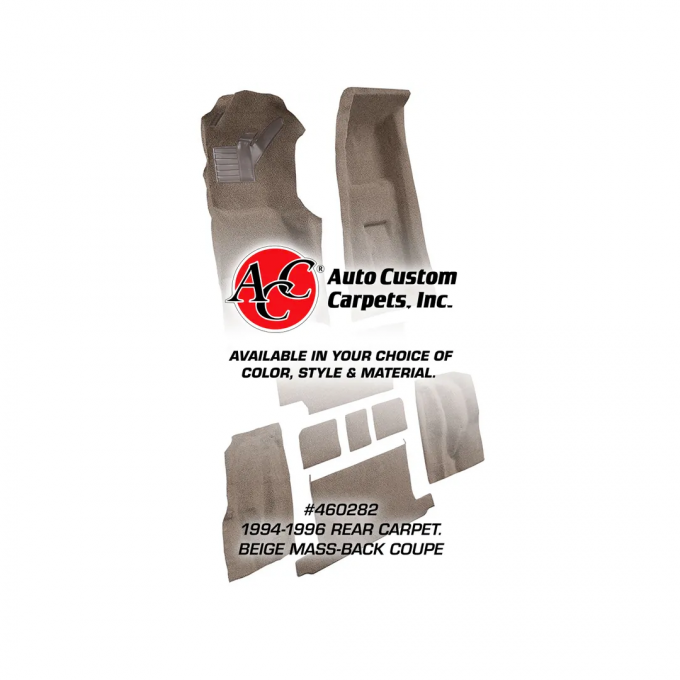 Corvette Rear Carpet, Beige Mass-Back Coupe 82, 1994-1996