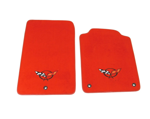 Corvette Mats, Torch Red Tru-Vette with C5 Logo 92, 2000-2004