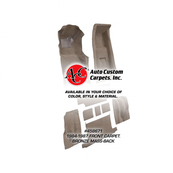 Corvette Front Carpet, Bronze Mass-Back   71, 1984-1987