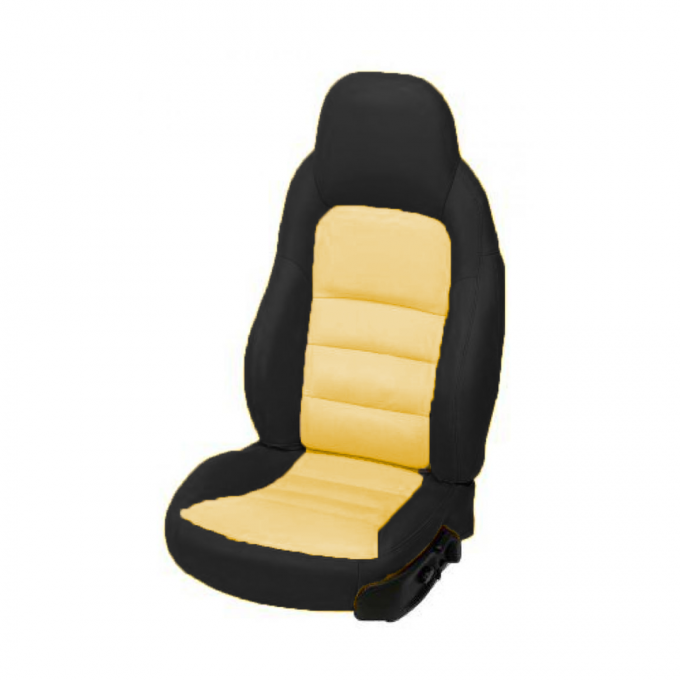 Corvette 2-Tone Leather Standard Seat Covers, Ebony/Velocity Yellow, 2005-2013