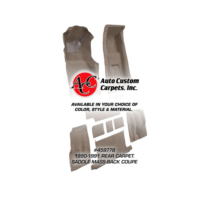 Corvette Rear Carpet, Saddle Mass-Bk Coupe  78, 1990-1991