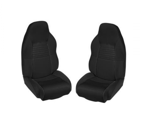 Corvette Neoprene Standard Seat Covers, No Logo, Black/Black, 1994-1996