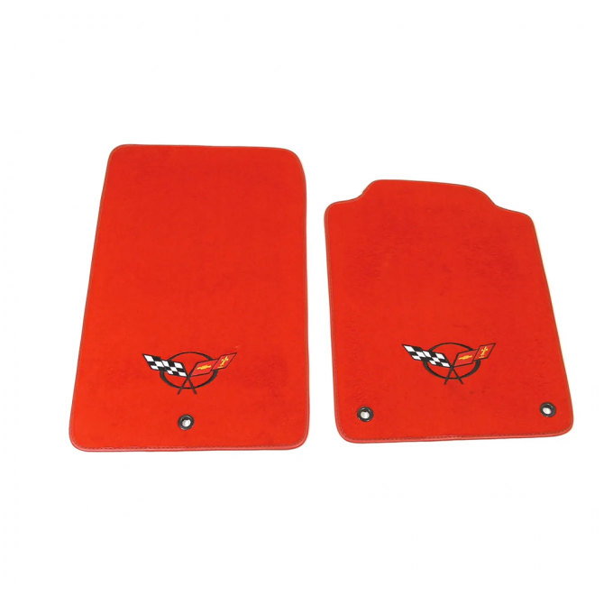 Corvette Mats, Torch Red Tru-Vette with C5 Logo 92, 2000-2004