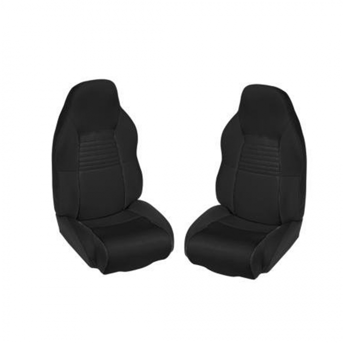 Corvette Neoprene Standard Seat Covers, No Logo, Black/Black, 1994-1996