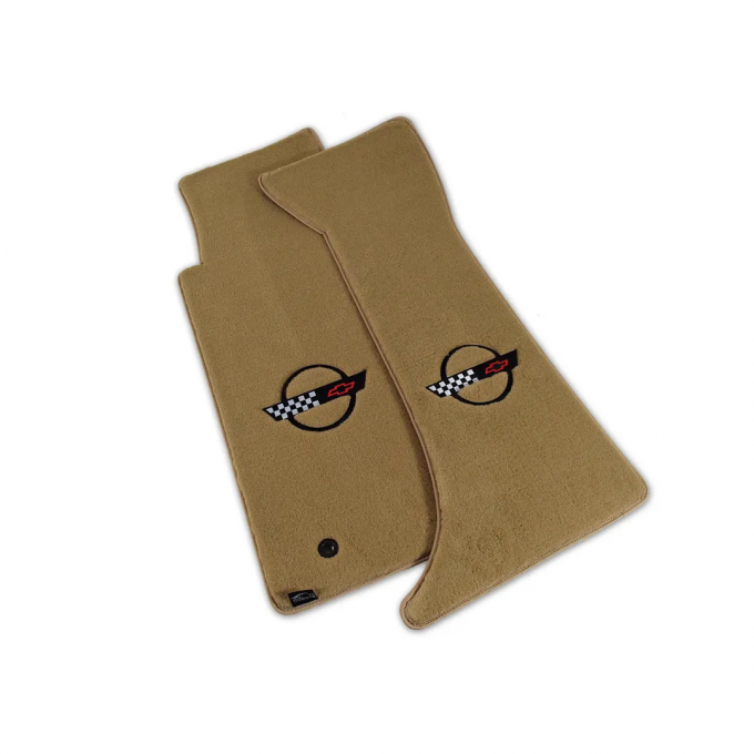 Corvette Mats, Velourtex Tan with C4 Black, 1995-1996
