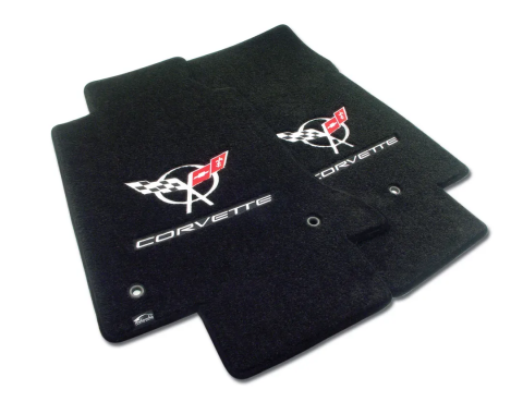 Corvette Mats, Black with Silver C5 Logo & Script, 1997-2004