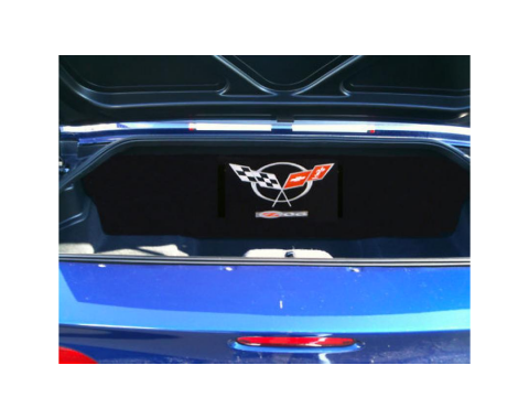 Corvette Compartment Divider, With Carpet & C5 Logo, "Quiet Ride", 1999-2004