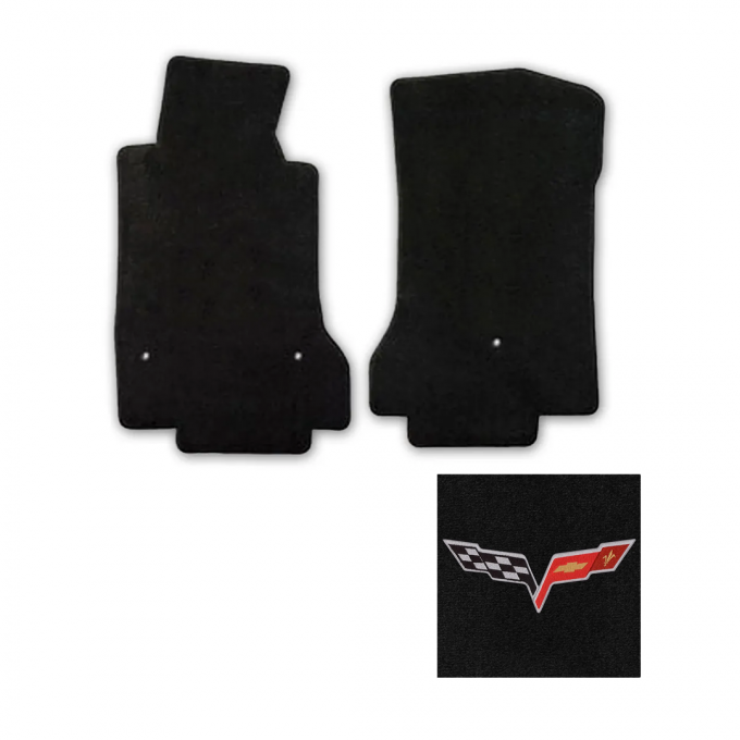 Corvette Mats, Red with C6 Logo Applq, 2005-2008