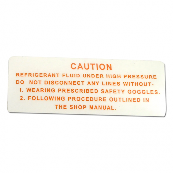 Corvette Air Conditioning Decal, Compressor Warning, 1963-1965