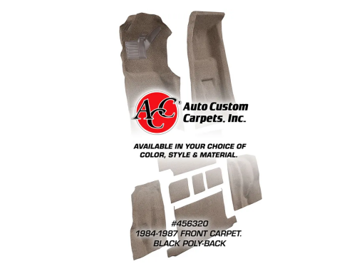 Corvette Front Carpet, Black Poly-Back    20, 1984-1987