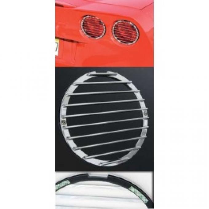 Corvette Taillight Louver Set, Billet Aluminum, Chrome, 2005-2013
