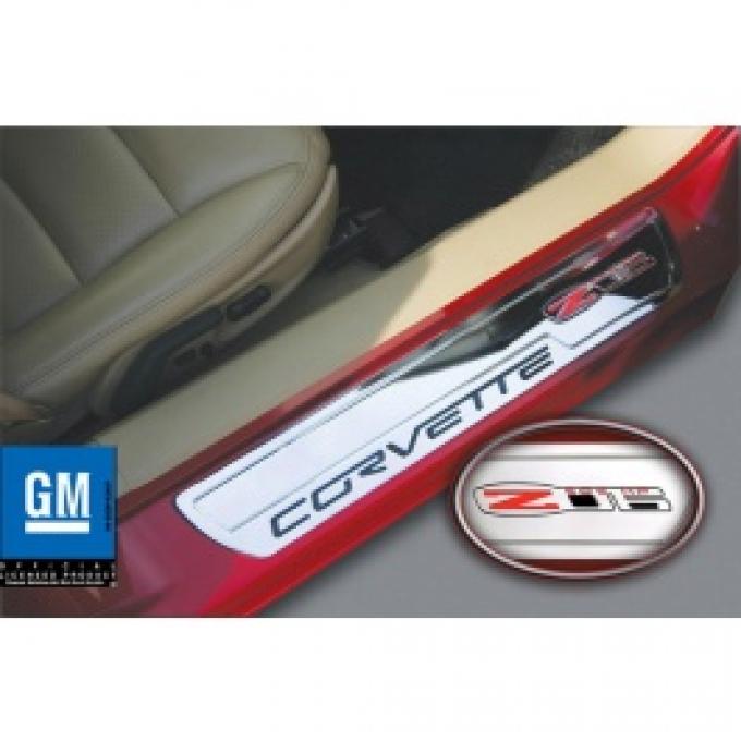 Corvette Billet Aluminum Sill Plates, C6 Z06/505HP & Corvette Word, 2006-2013
