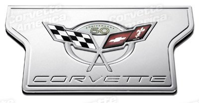 Corvette Exhaust Plate, 50th Chrome Billet, 2003