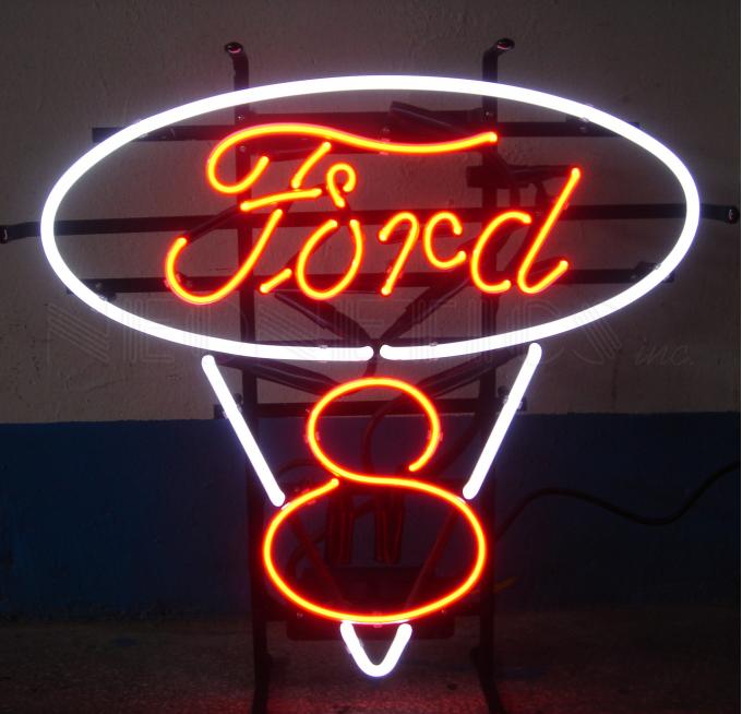 Neonetics Standard Size Neon Signs, Ford V8 Red and White Neon Sign