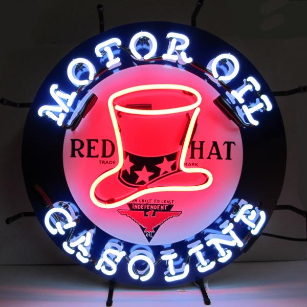 Standard Size Neon Signs, Gas Red Hat Gasoline Neon Sign