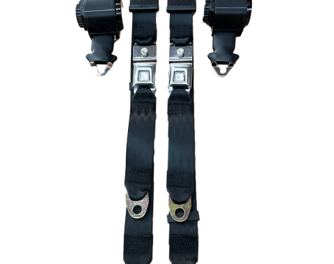 Seatbelt Solutions 1970-1971 Corvette Single Retractable Lap and Shoulder Belts, COE7071H1000 | Black