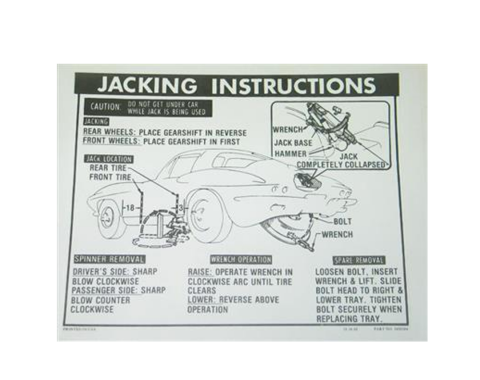 Corvette Decal, Jack Instructions with 36 Gallon Tank & Knock Off Wheels, 1963-1966