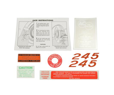 Corvette Decal Set, 245HP 8 Piece, 1957