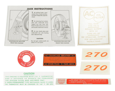 Corvette Decal Set, 270HP 8 Piece, 1958-1960