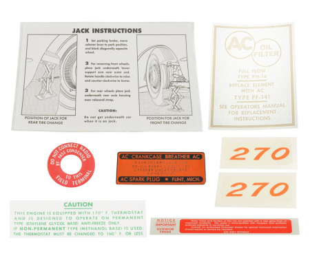 Corvette Decal Set, 270HP 8 Piece, 1958-1960