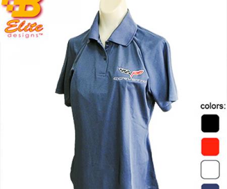 C6 Corvette Emblem Ladies Performance Polo Shirt