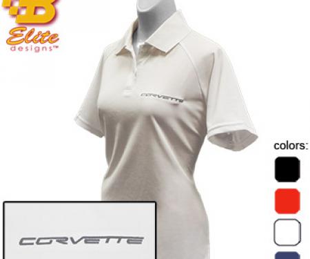 C6 Corvette Script Embroidered Ladies Performance Polo Shirt